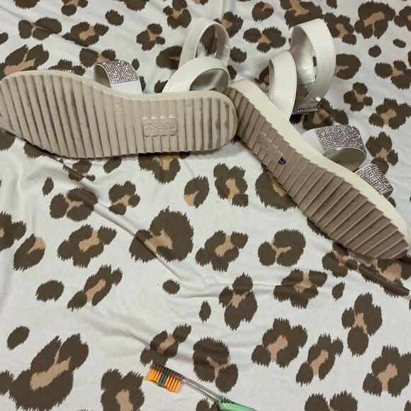 Guess White Rhinestone Platform Sandals - Picture 5 of 6